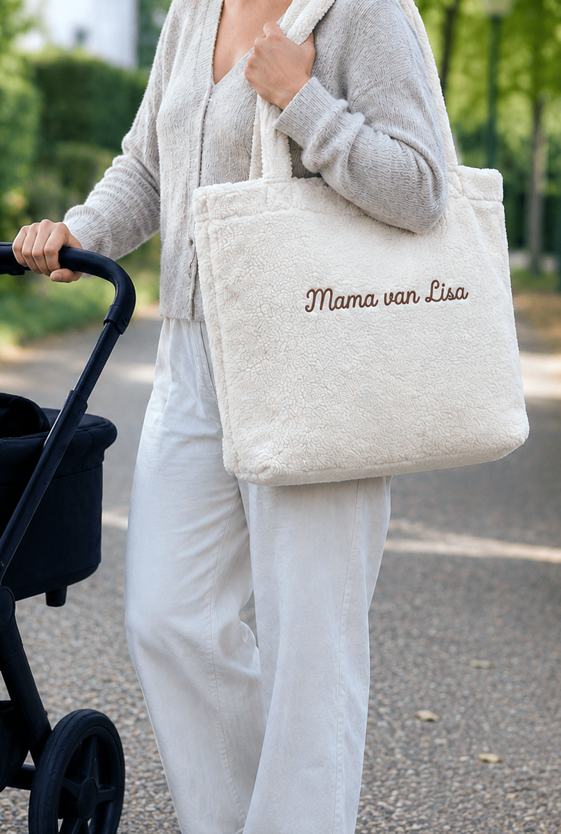 Mom Bag Teddy Mister Needle geborduurd mama tas